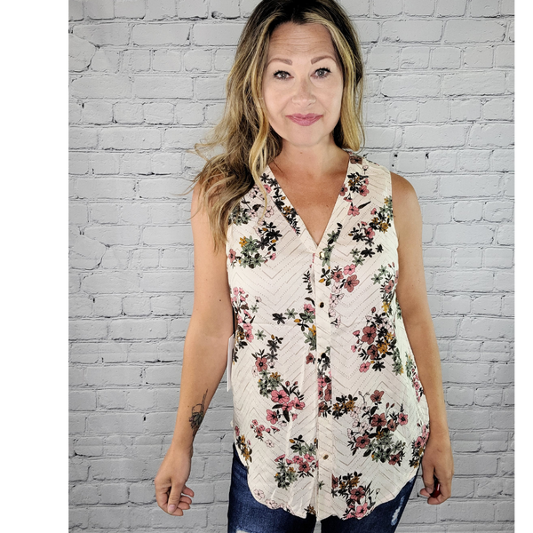 Sleeveless Floral Blouse