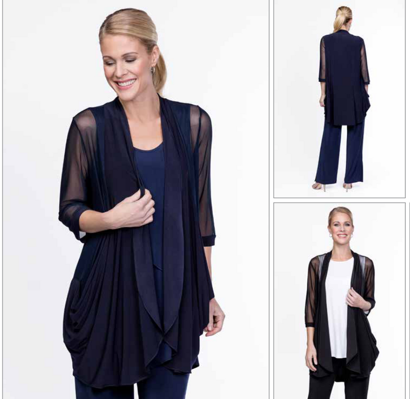 Draped Open Front Cardigan with Pockets